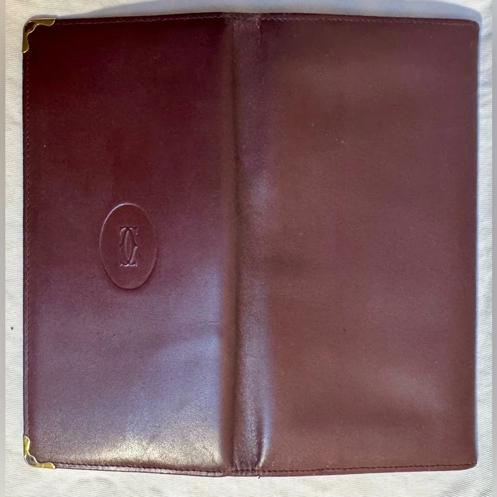 Vintage Cartier Must de Cartier Bordeaux Continental Wallet – Goldtone Corners